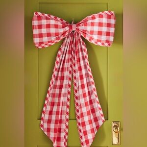 NEW Anthropologie Gingham Bow Tree Topper, Red